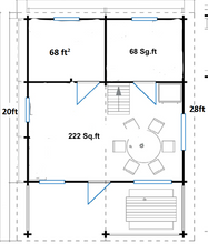 Load image into Gallery viewer, Cabin Mountaineer 500 floor Plan with every room square feet