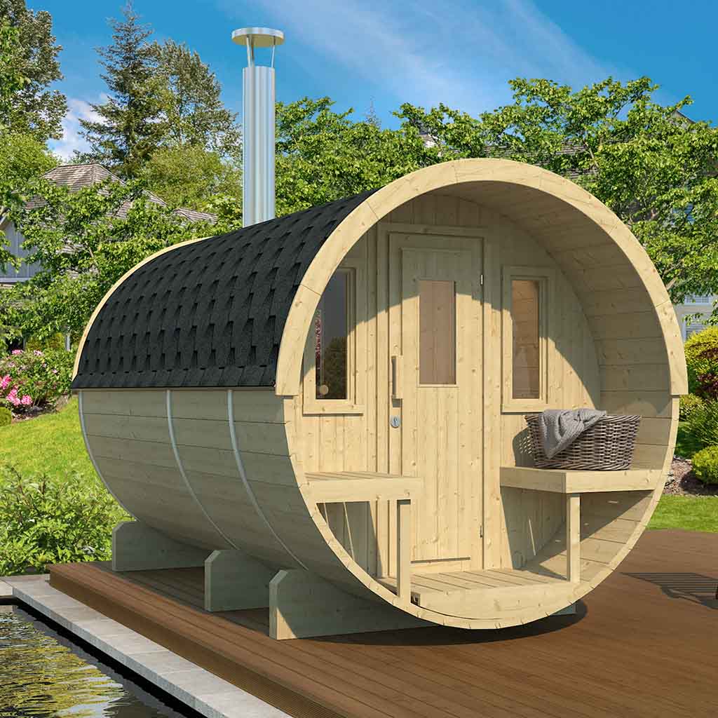 Outdoor Barrel Sauna 330 Kit, 6 persons