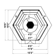 Load image into Gallery viewer, Floor plan of an octagonal BBQ gazebo with dimensions