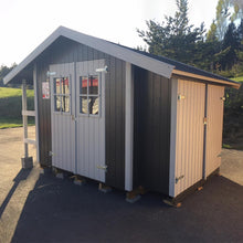 Load image into Gallery viewer, 13 x 10 Dark Gray Shed Atlanta on Asphalt by WholeWodCabins