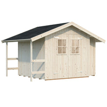 Load image into Gallery viewer, 13 x 10 Natural Color Shed Atlanta on White Blank from Left by WholeWodCabins