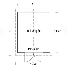Load image into Gallery viewer, 9 x 11 Shed Garage Sebring Floor Plan by WholeWoodCabins