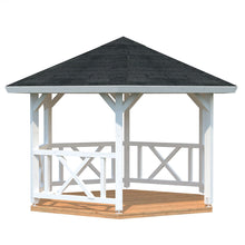 Load image into Gallery viewer, White Color And Black Roof Shingles Gazebo Keystone on White BackGround by WholeWoodCabins
