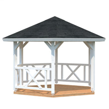Load image into Gallery viewer, White Color And Black Roof Shingles Gazebo Keystone on White BackGround by WholeWoodCabins