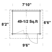 Load image into Gallery viewer, DIY Cabin Kit 8x7 Fenway, One Door And One Window Floor Plan by WholeWoodCabins
