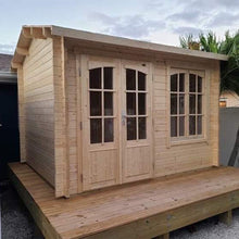 Load image into Gallery viewer, Clear Coated Wooden 8x10 Pool House Concord by Whole Wood Cabins