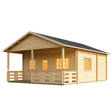 Load image into Gallery viewer, Tiny House or Cabin Mountaineer with Terrace and Loft on white Back Ground by WholeWoodCabins