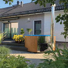 Load image into Gallery viewer, Wood Fired Hottub on the BackYard Terrace by WholeWoodCabins