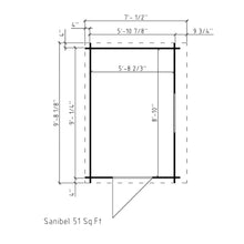 Load image into Gallery viewer, Footprint of the Wooden Backyard Shed Sanibel