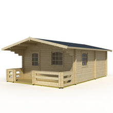 Load image into Gallery viewer, Two Room Outdoor DIY Cabin With Terrace And Tiny House Boston On White BackGround By WholeWoodCabins
